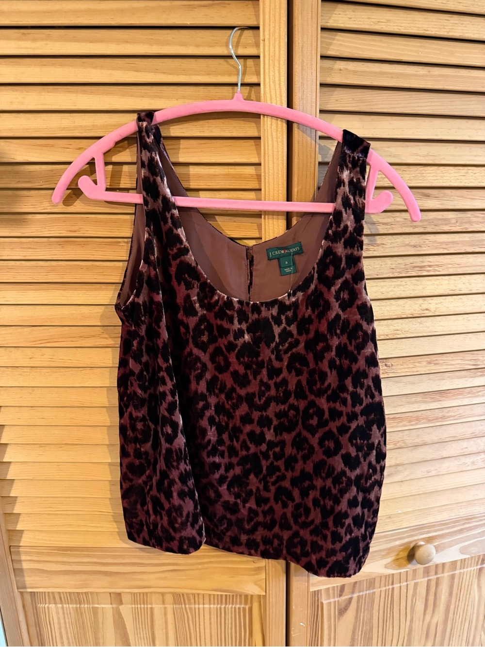 J crew always Brown Leopard Velvet Tank Top